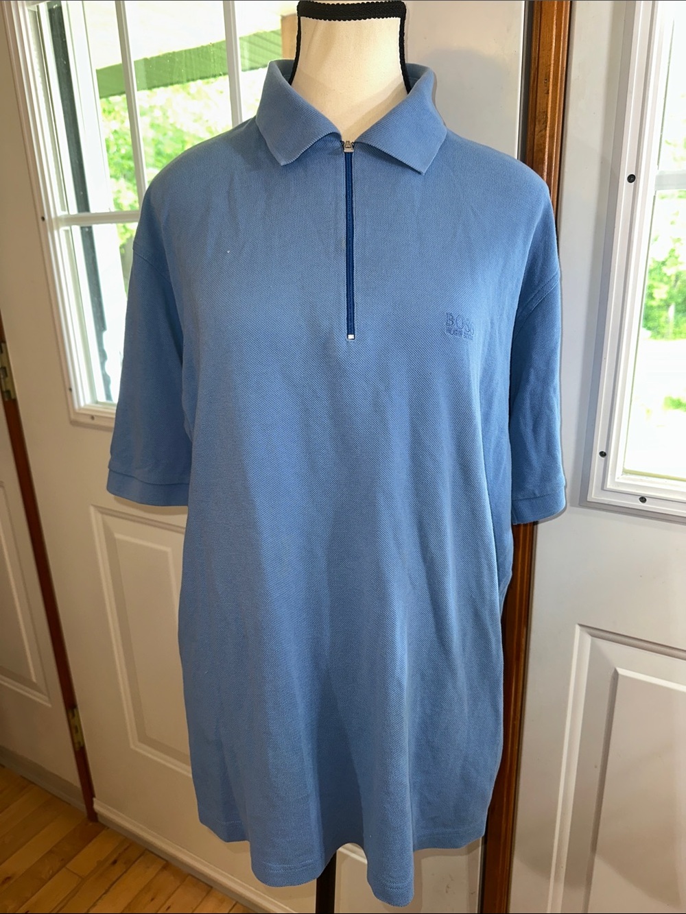 Boss Light Blue Quarter-Zip Polo